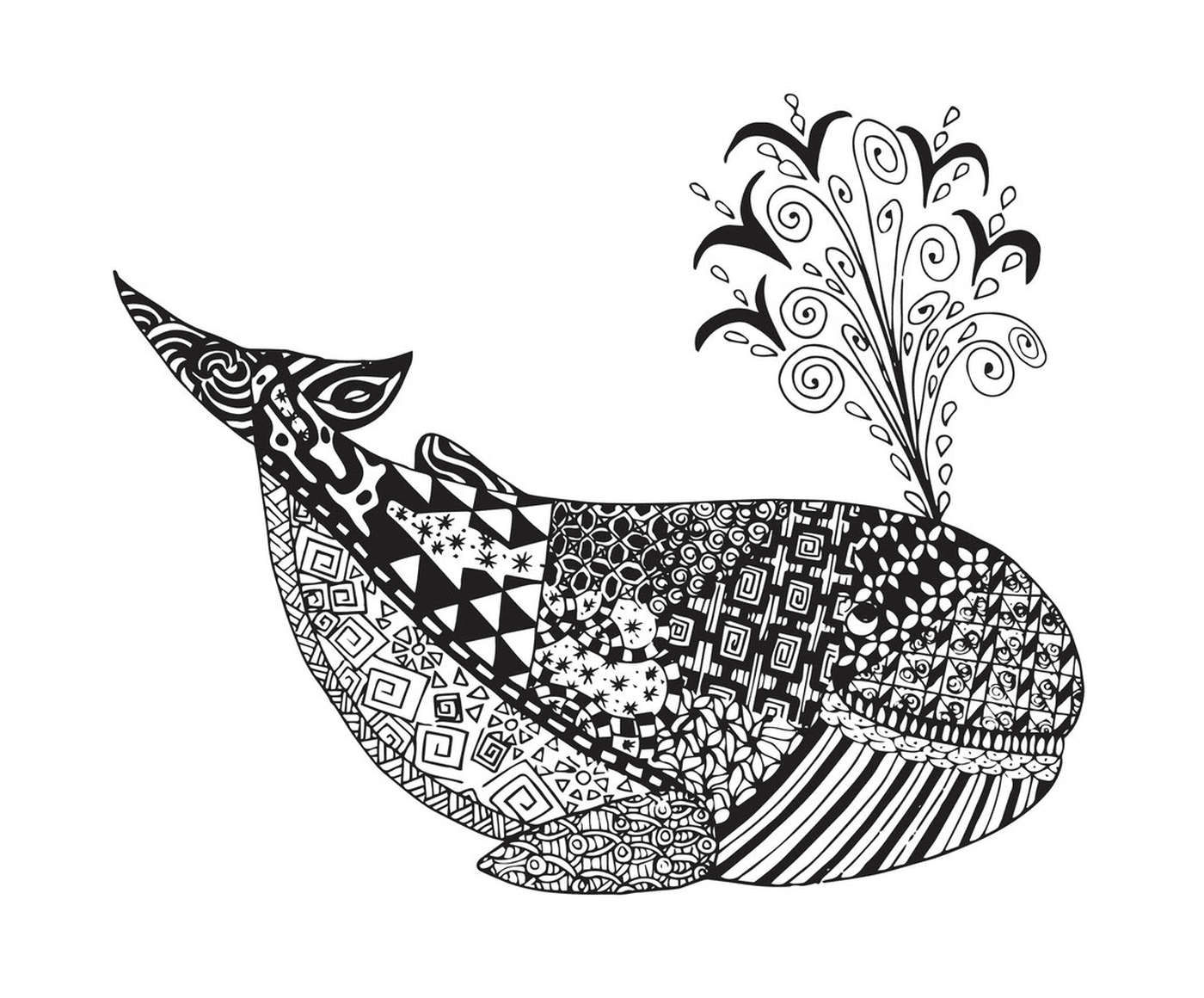   Baleine avec des motifs zen et océaniques 