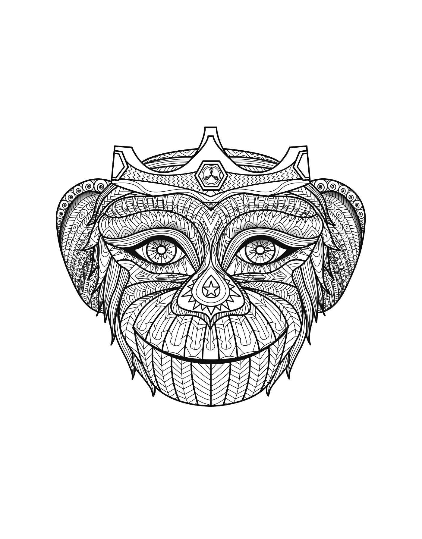   Un singe portant une couronne 