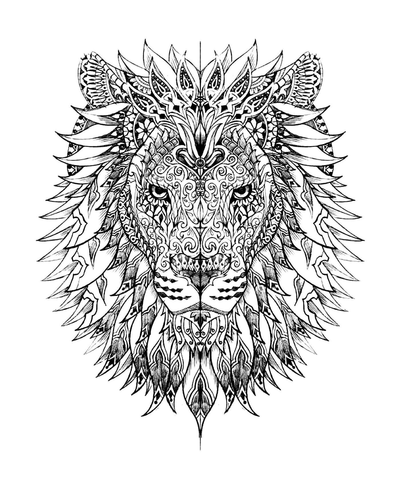   La tête d'un lion complexe 