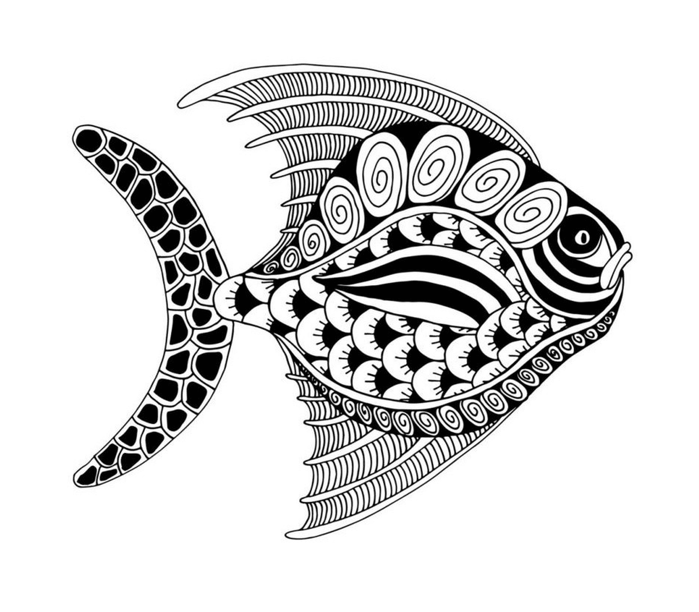   Un poisson noir et blanc avec un motif 