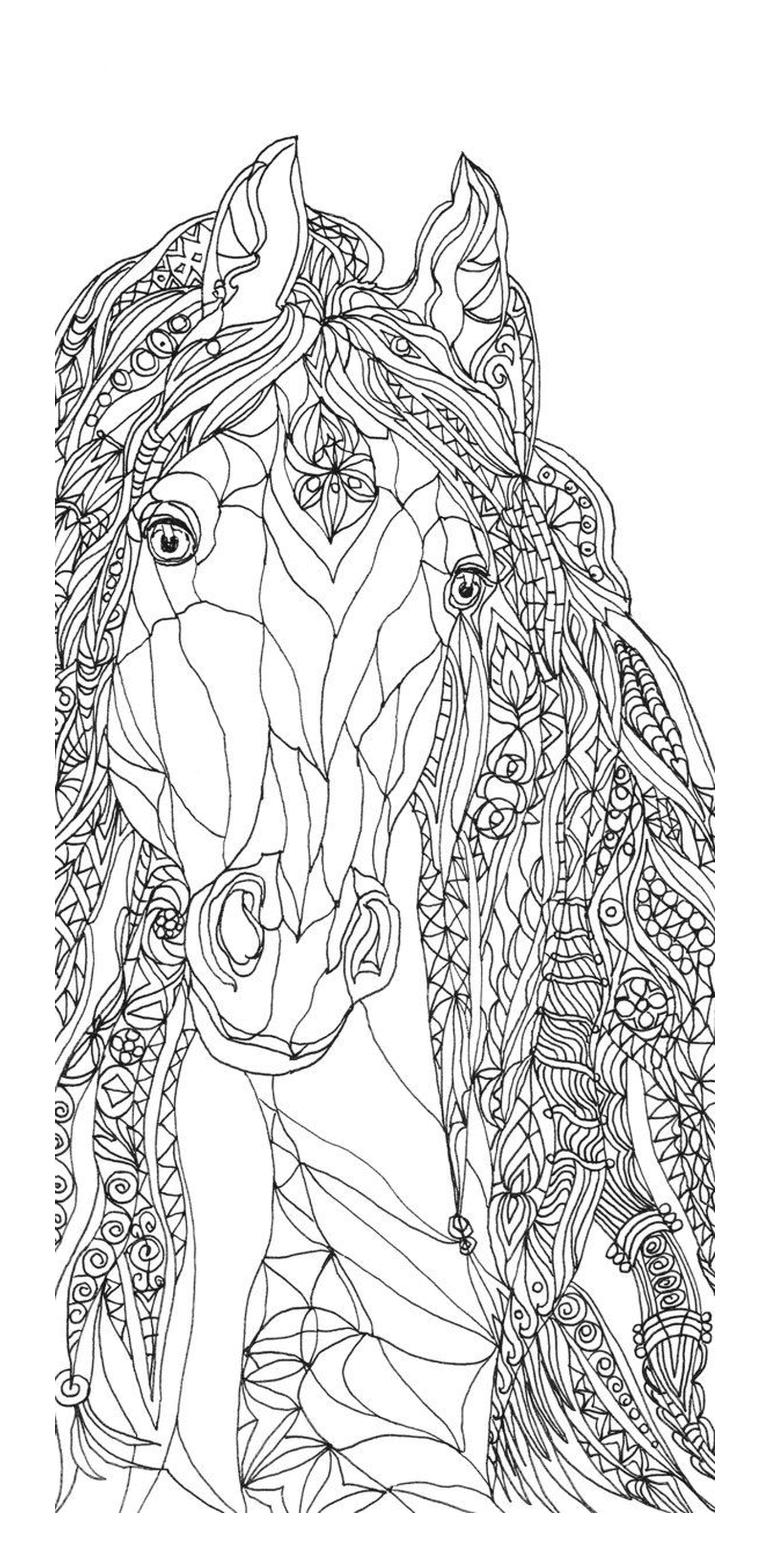   La tête d'un cheval dans un style zentangle 