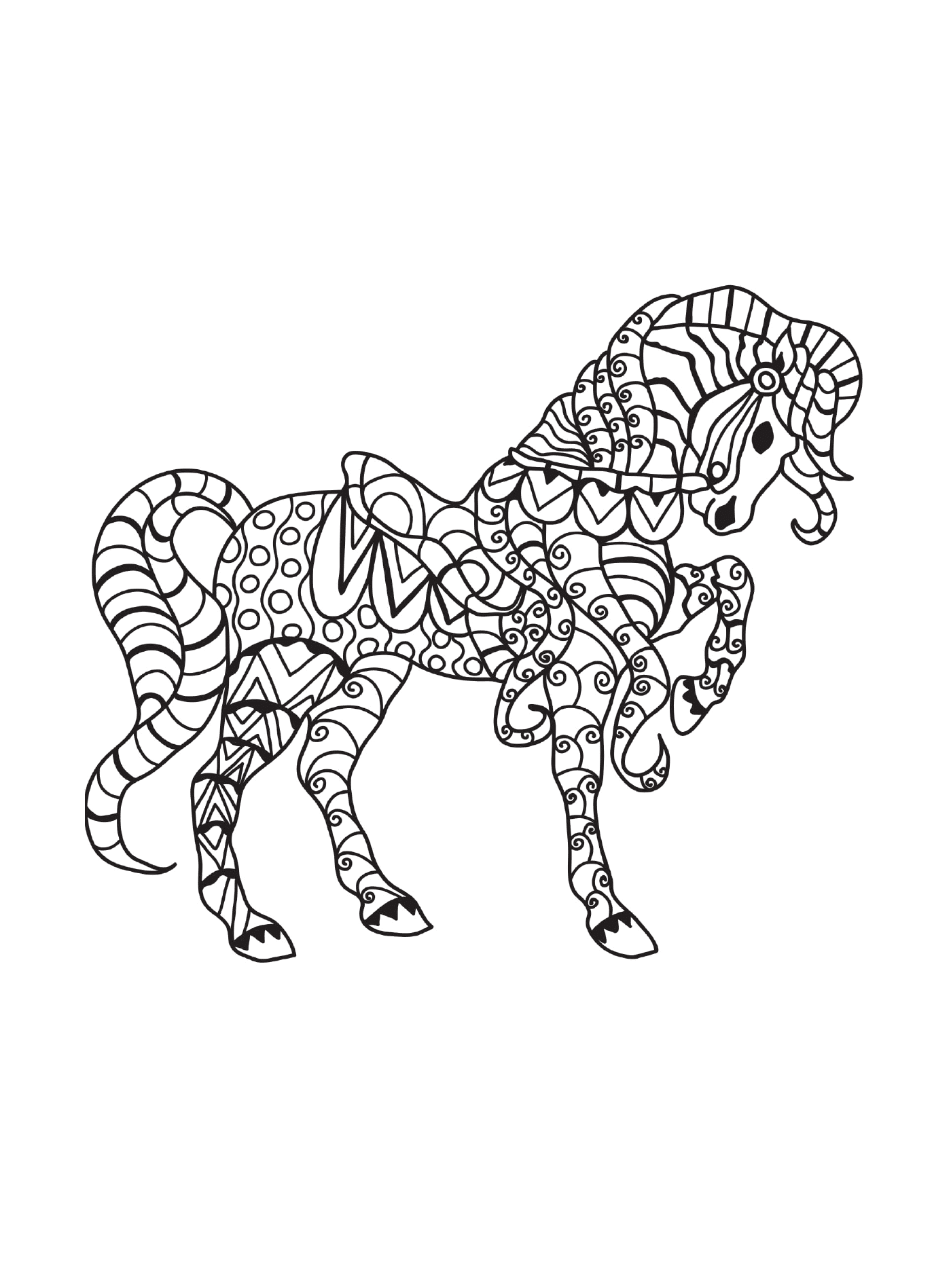   Un adulte d'un cheval dans un style zentangle 