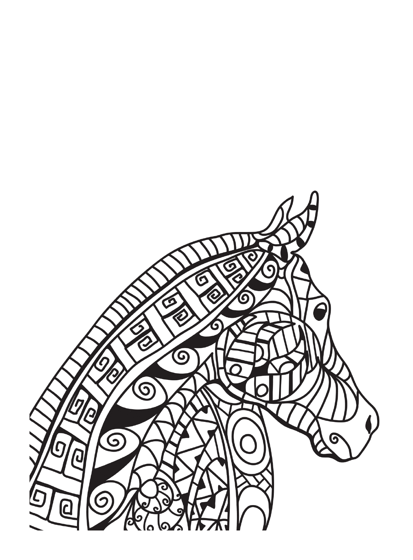   Un adulte d'un cheval dans un style zentangle 