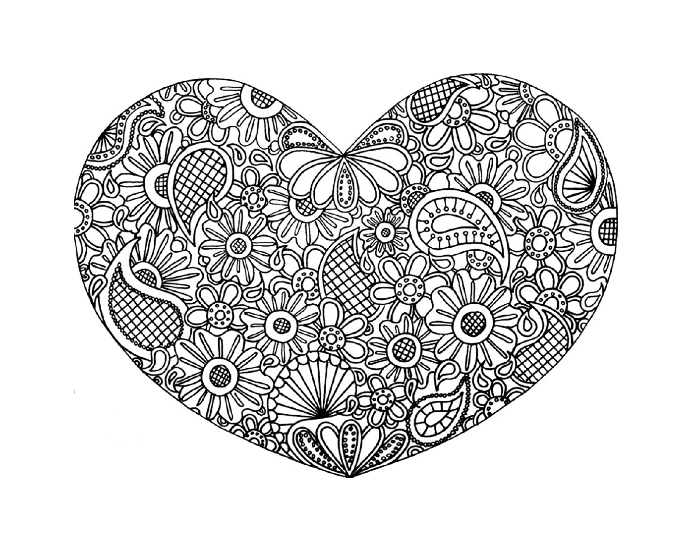   Un cœur complexe avec des doodles 