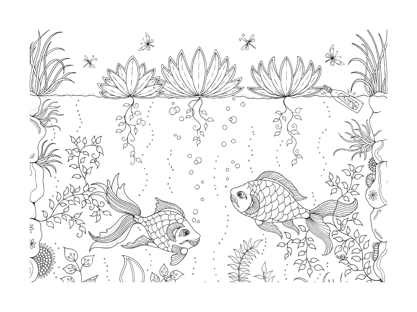   Océan - Poissons nageant 