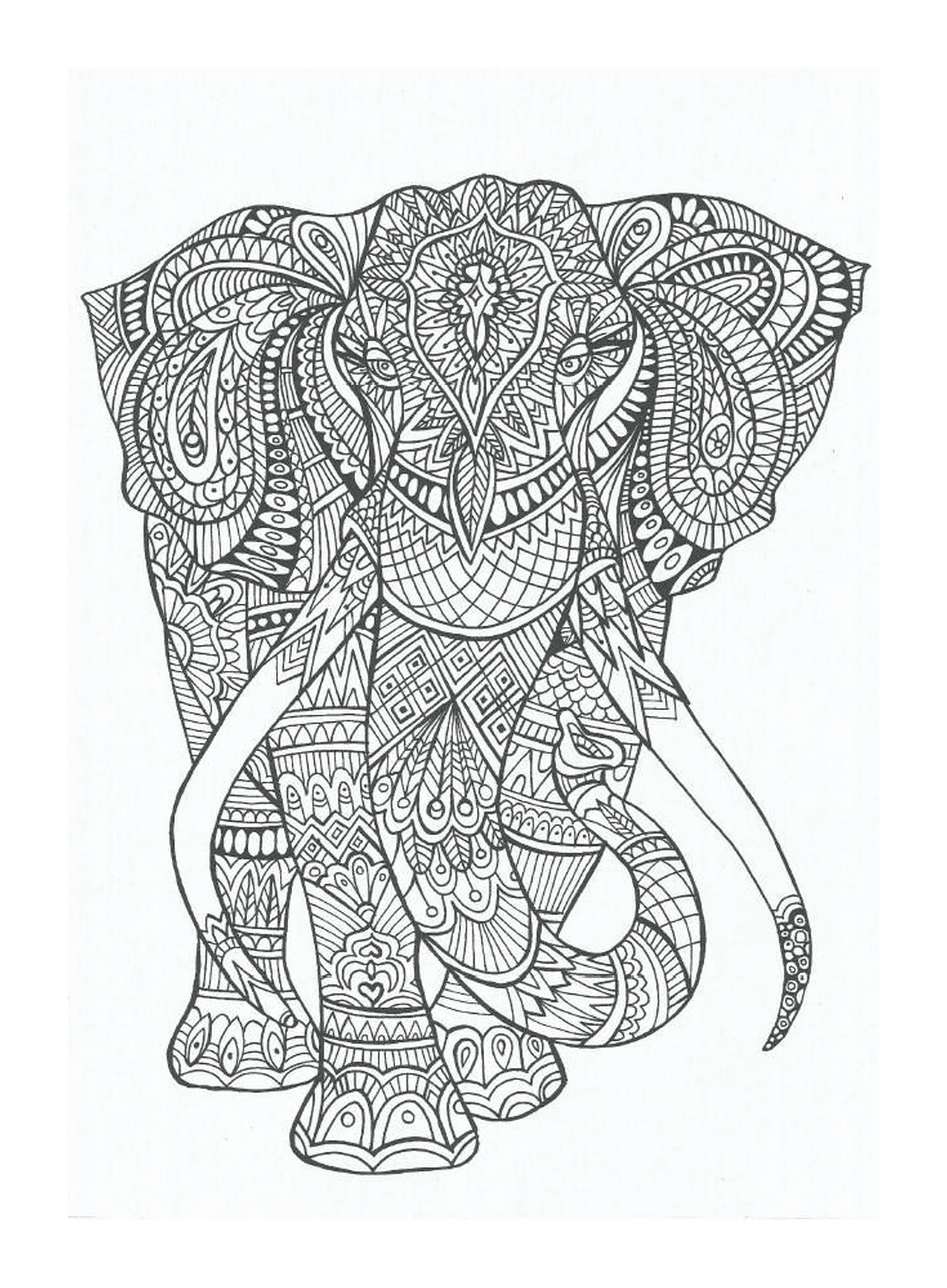   Un éléphant orné de mandalas 