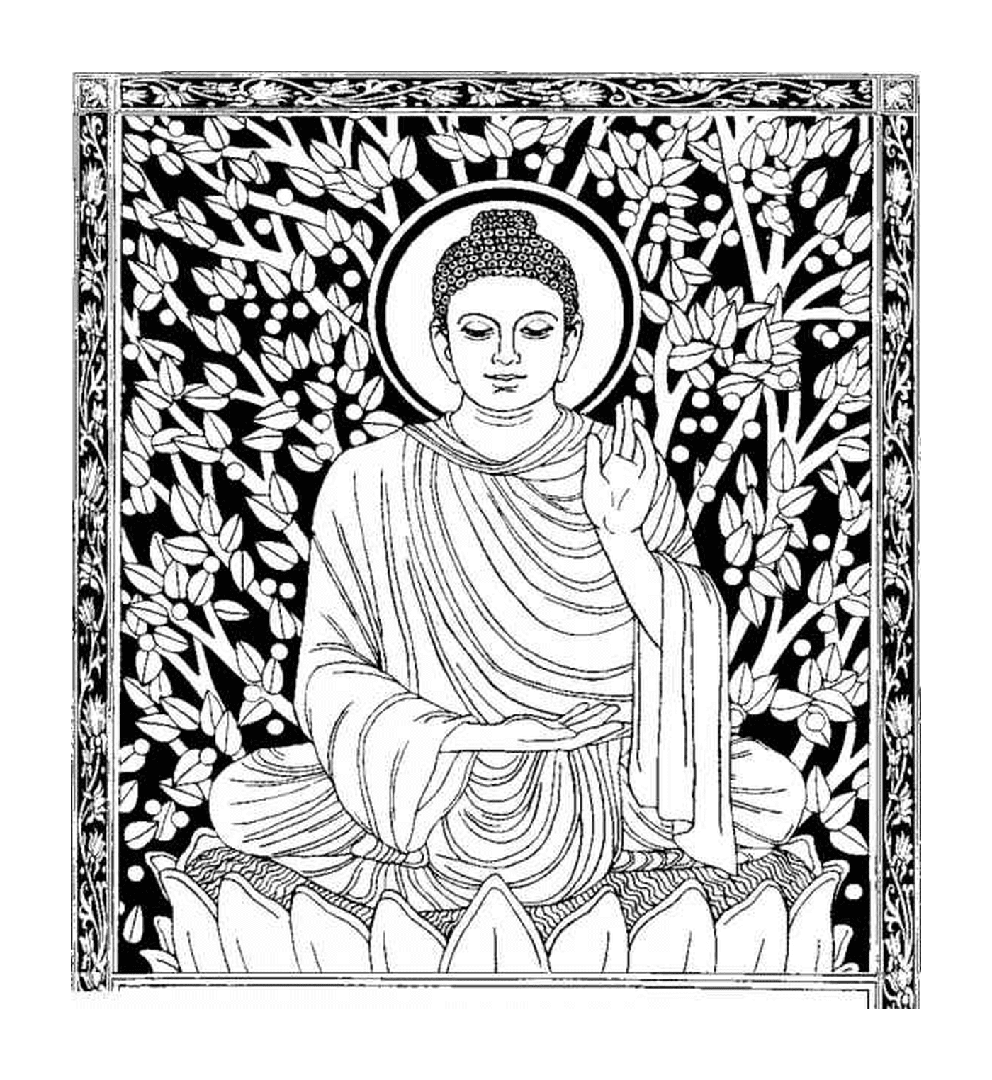   Un Bouddha assis en position de lotus 