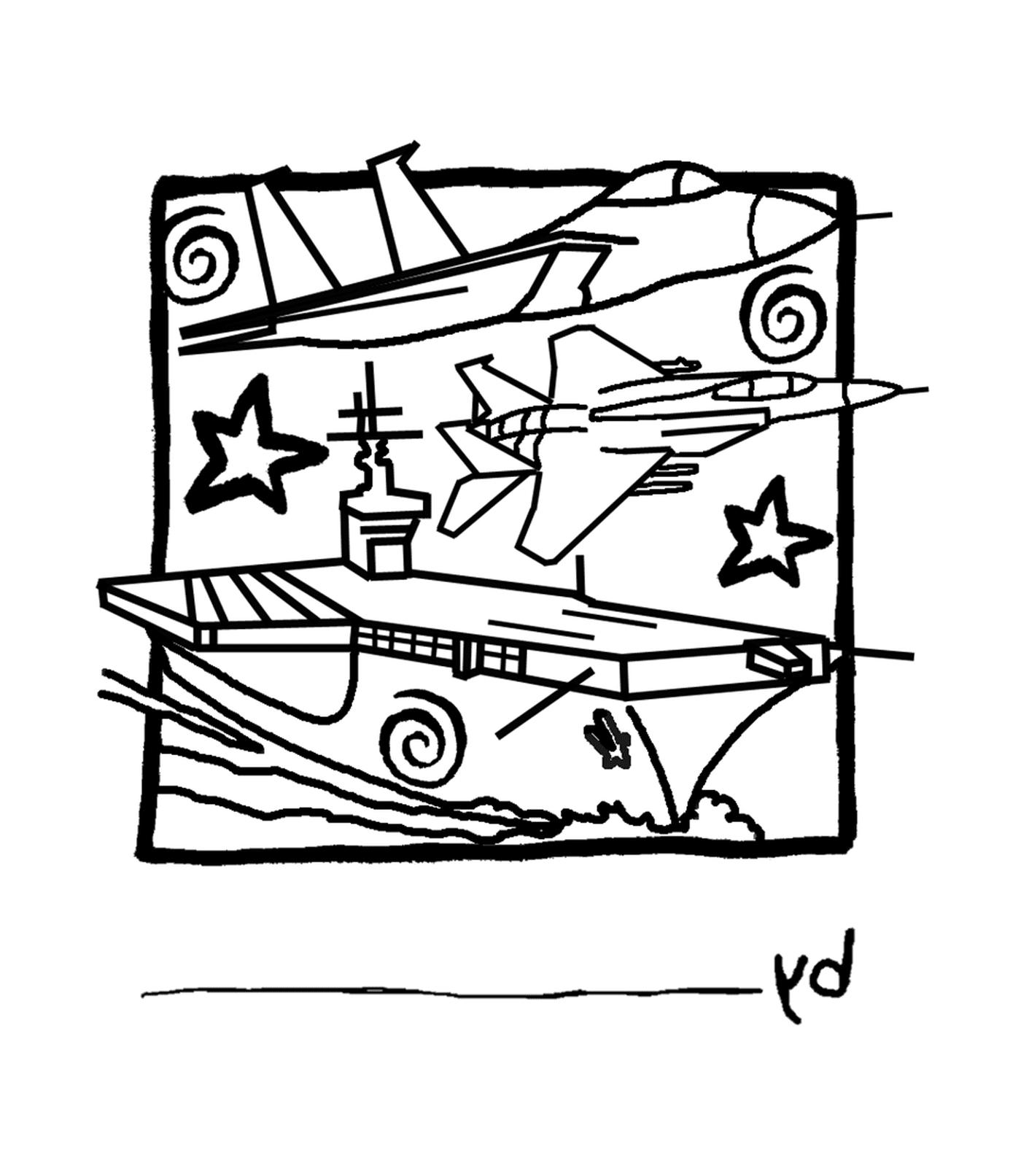   Un avion et un bateau 