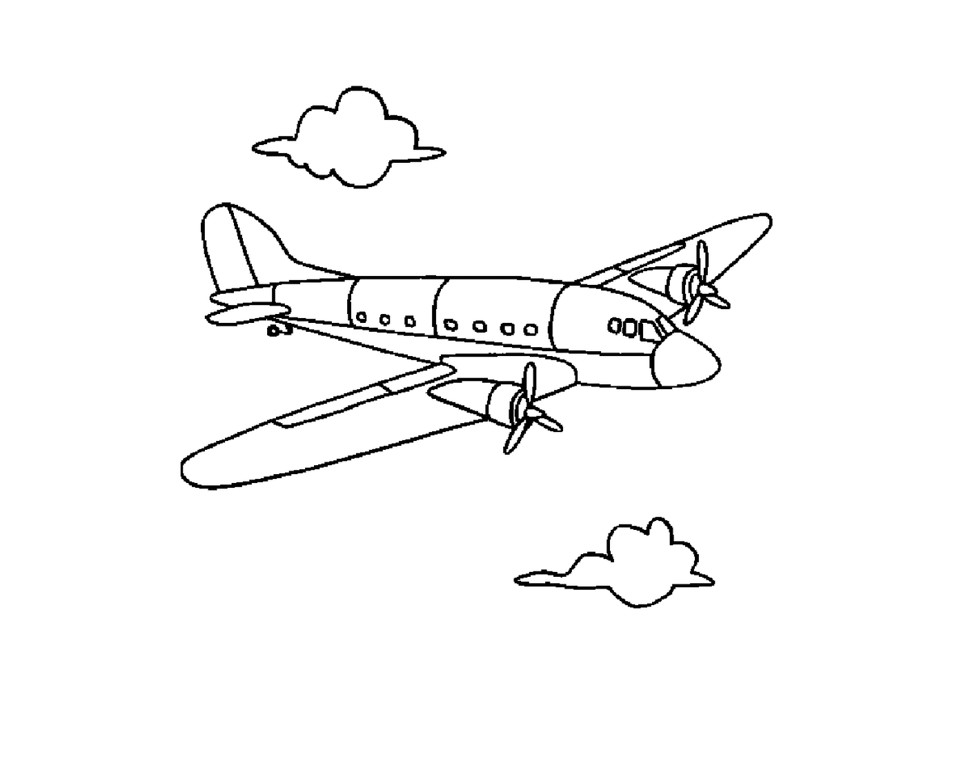   Un avion vole dans le ciel avec des nuages 