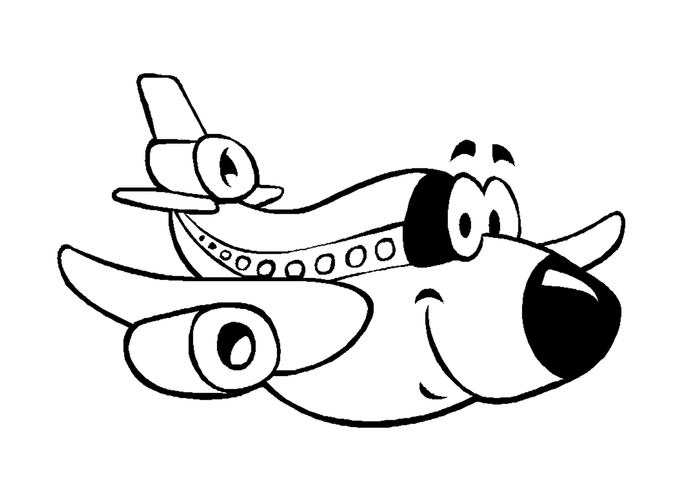   Un avion avec un visage sur son côté 