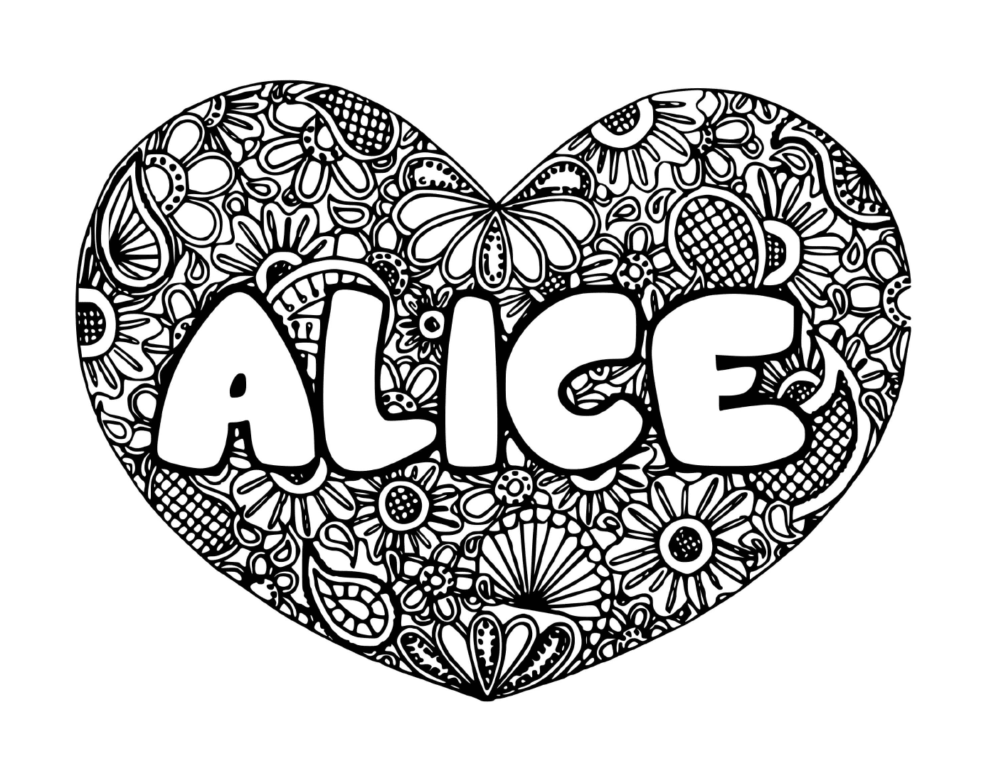   Un cœur avec le nom Alice au milieu 