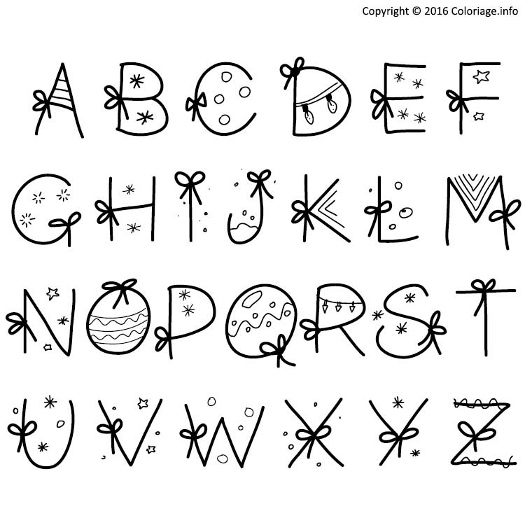   Un ensemble de lettres de l'alphabet de Noël 