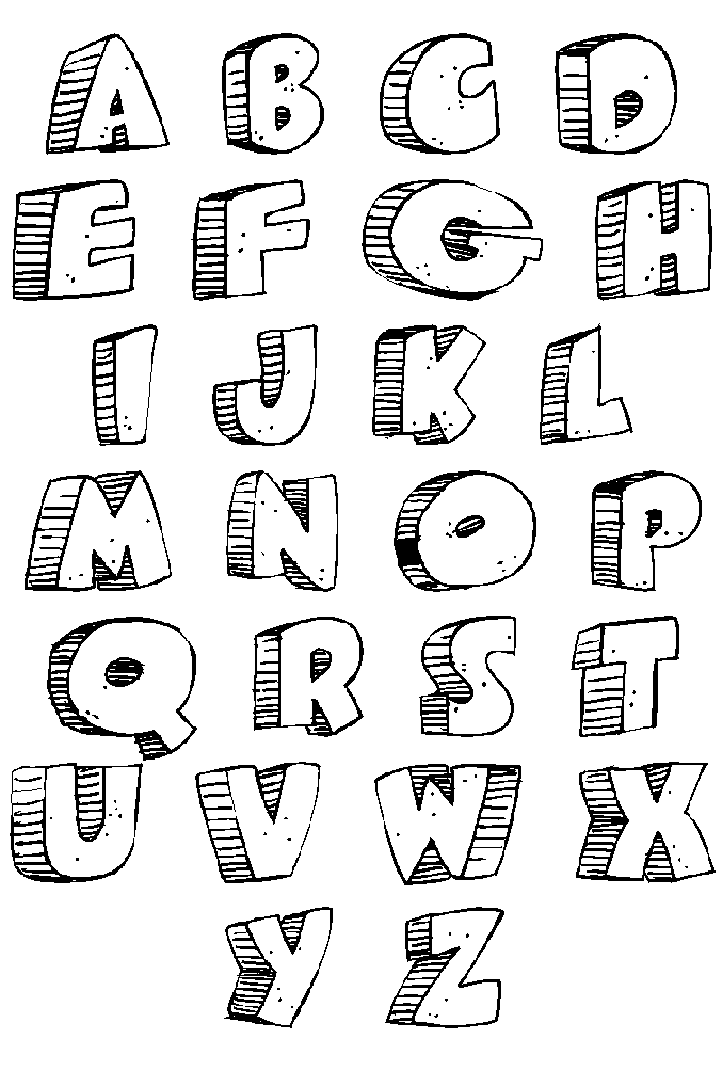   Une variété de lettres dessinées dans un style graffiti 