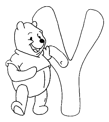   Un Winnie l'ourson tenant la lettre Y 