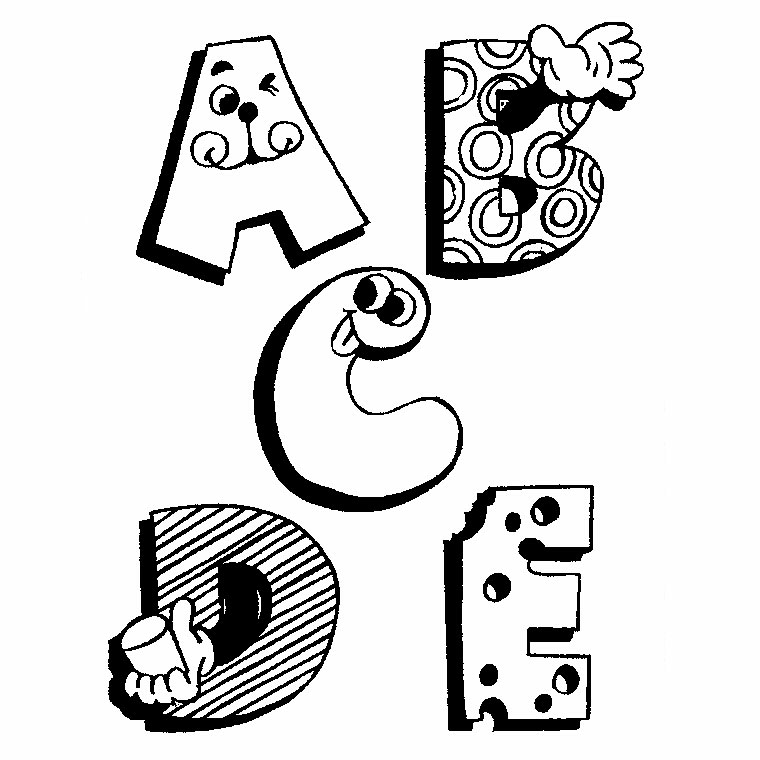   Les lettres A, B, C et D sont dessinées pour ressembler à des lettres 