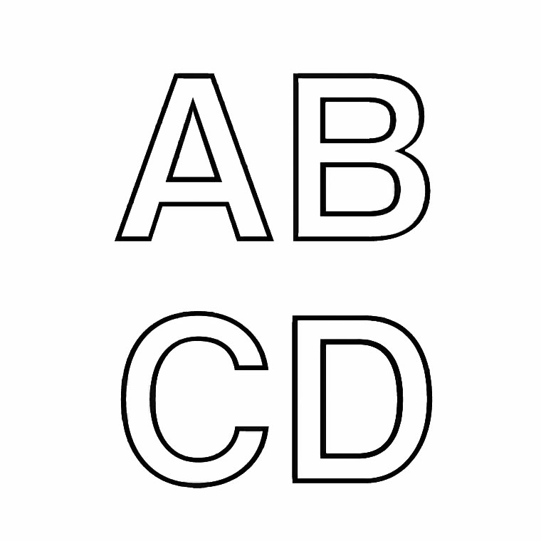   Deux lettres noires et blanches A, B, C, D 