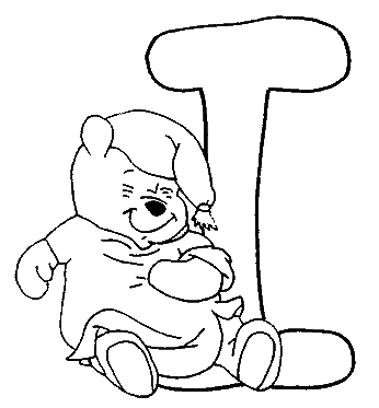   Un Winnie l'ourson assis devant la lettre I 