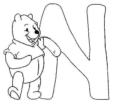   Un Winnie l'ourson tenant la lettre N 