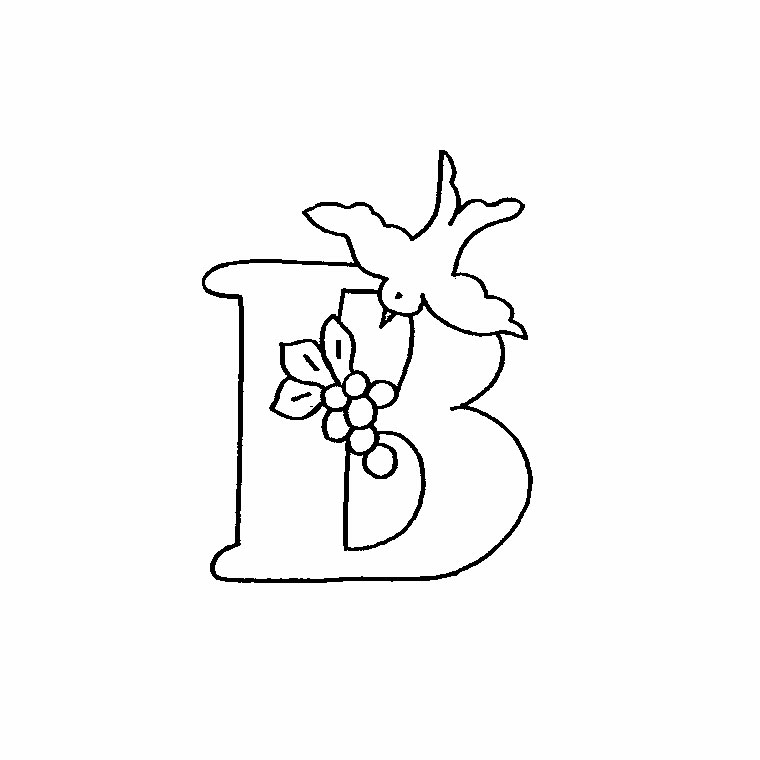   La lettre B est dessinée avec un oiseau et une fleur 