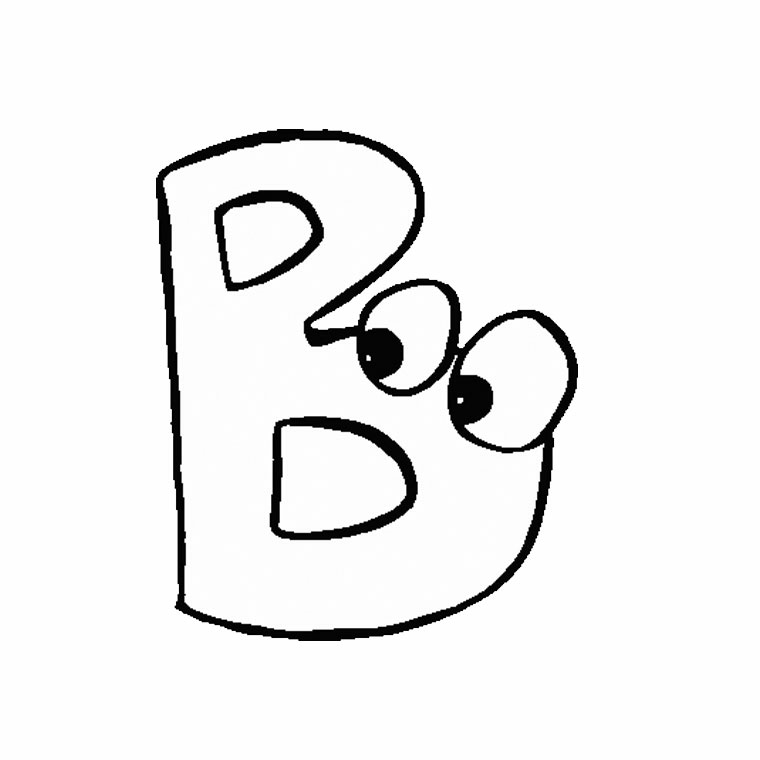   La lettre B est dessinée avec des yeux dessinés dessus 