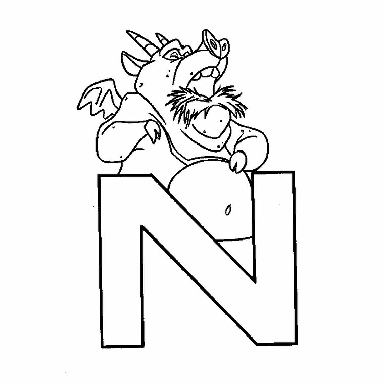   La lettre N est dessinée avec un dragon 