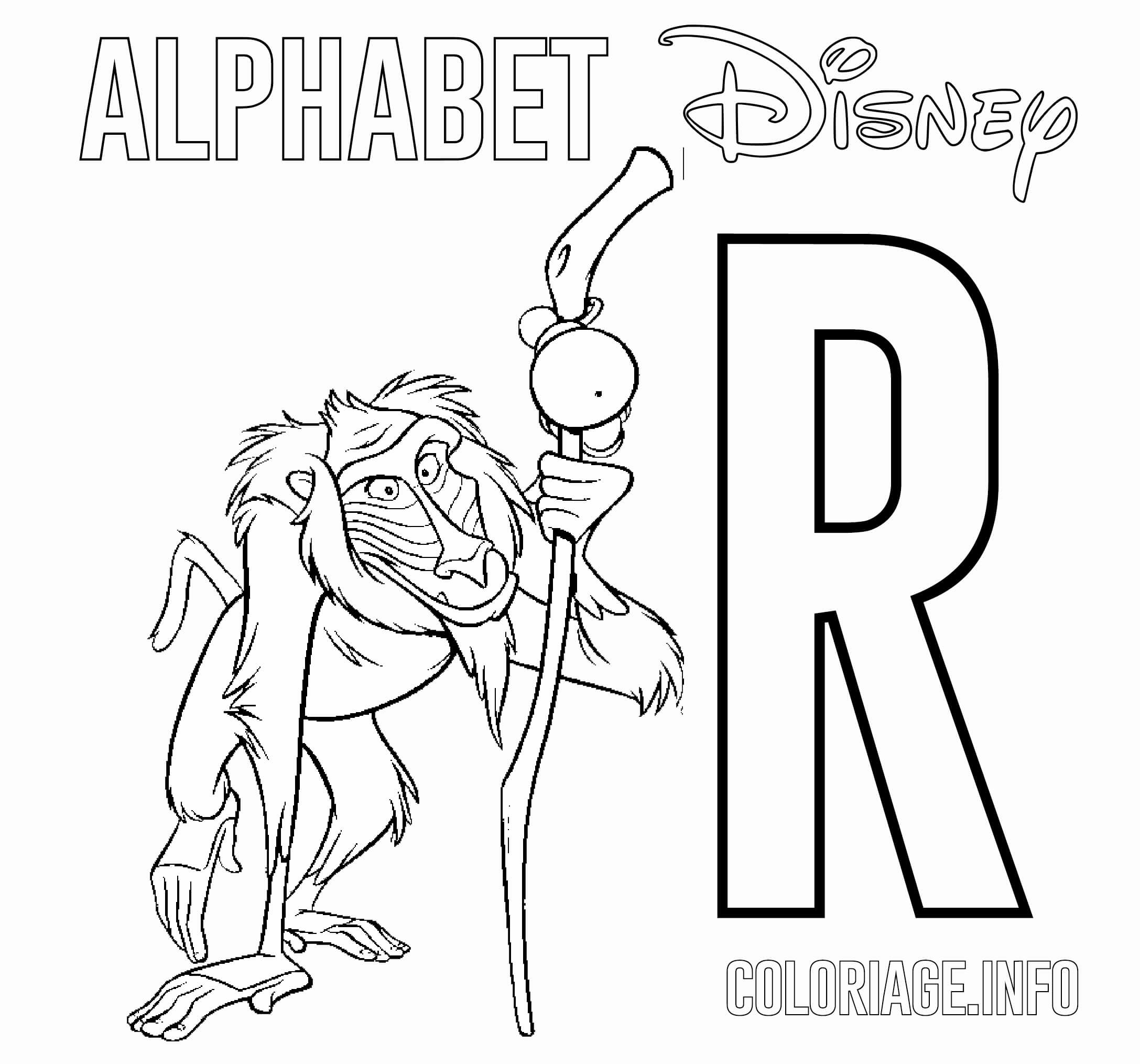   Lettre R pour Rafiki de Lion King Disney 