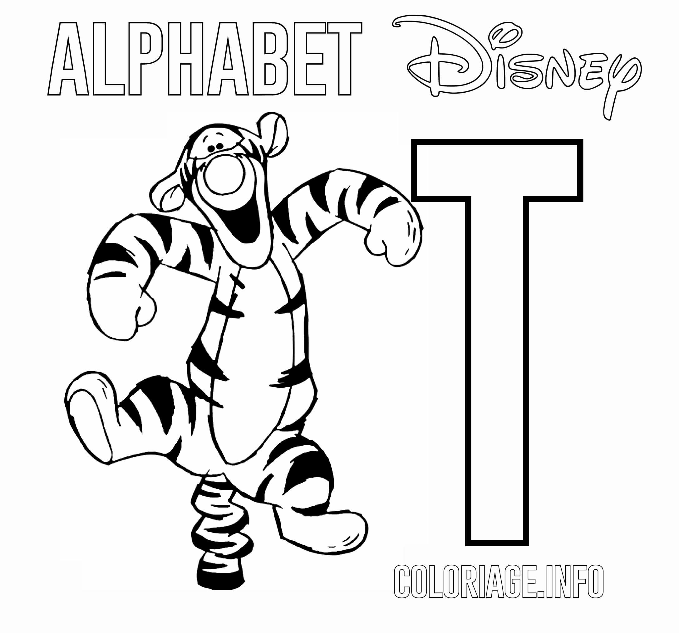   Lettre T pour Tigger de Disney 