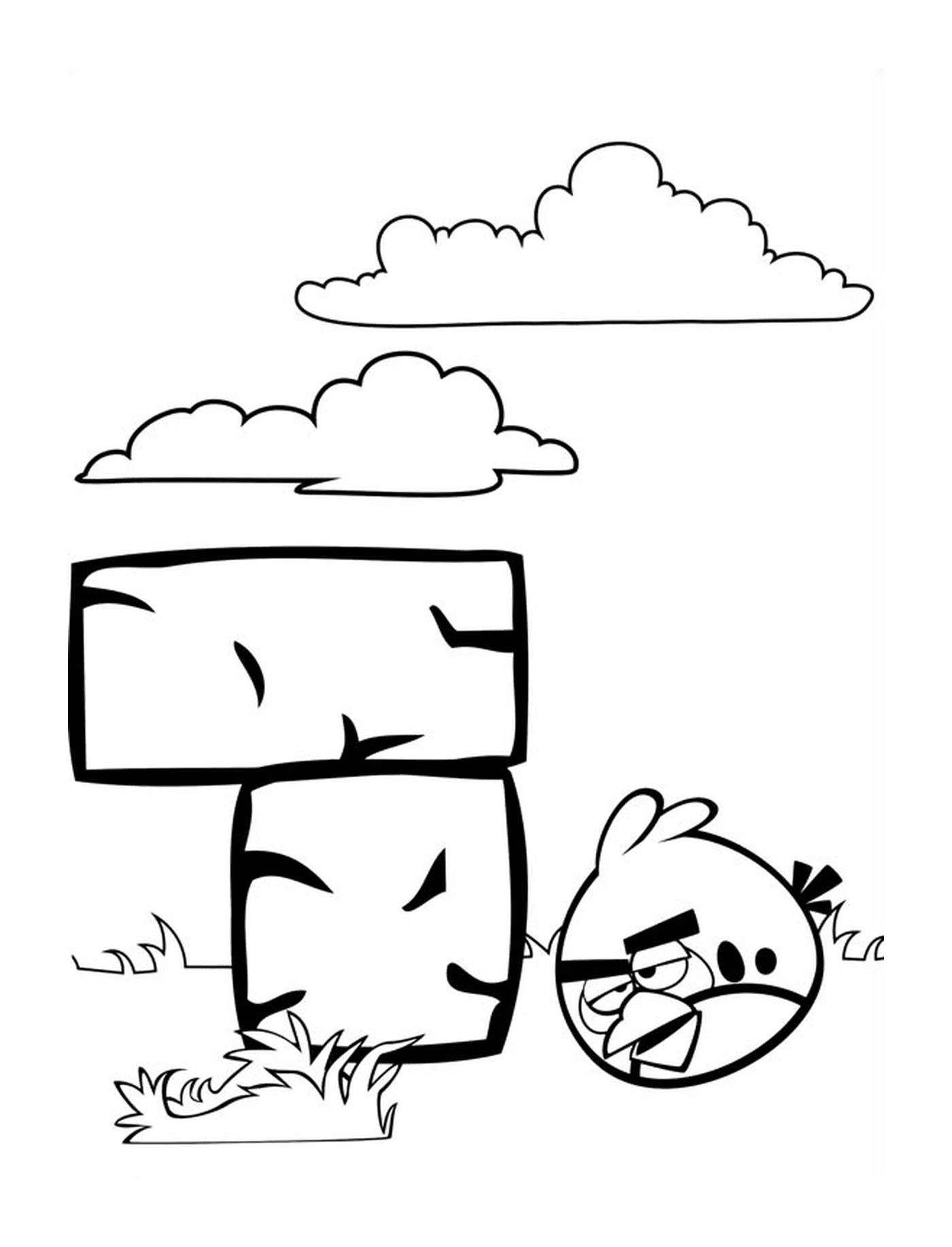   Angry Birds face à des briques 