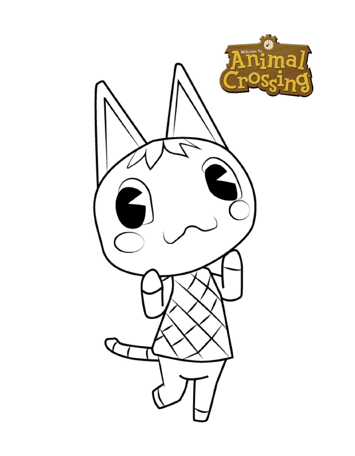   Purrl d'Animal Crossing, chat dessiné 