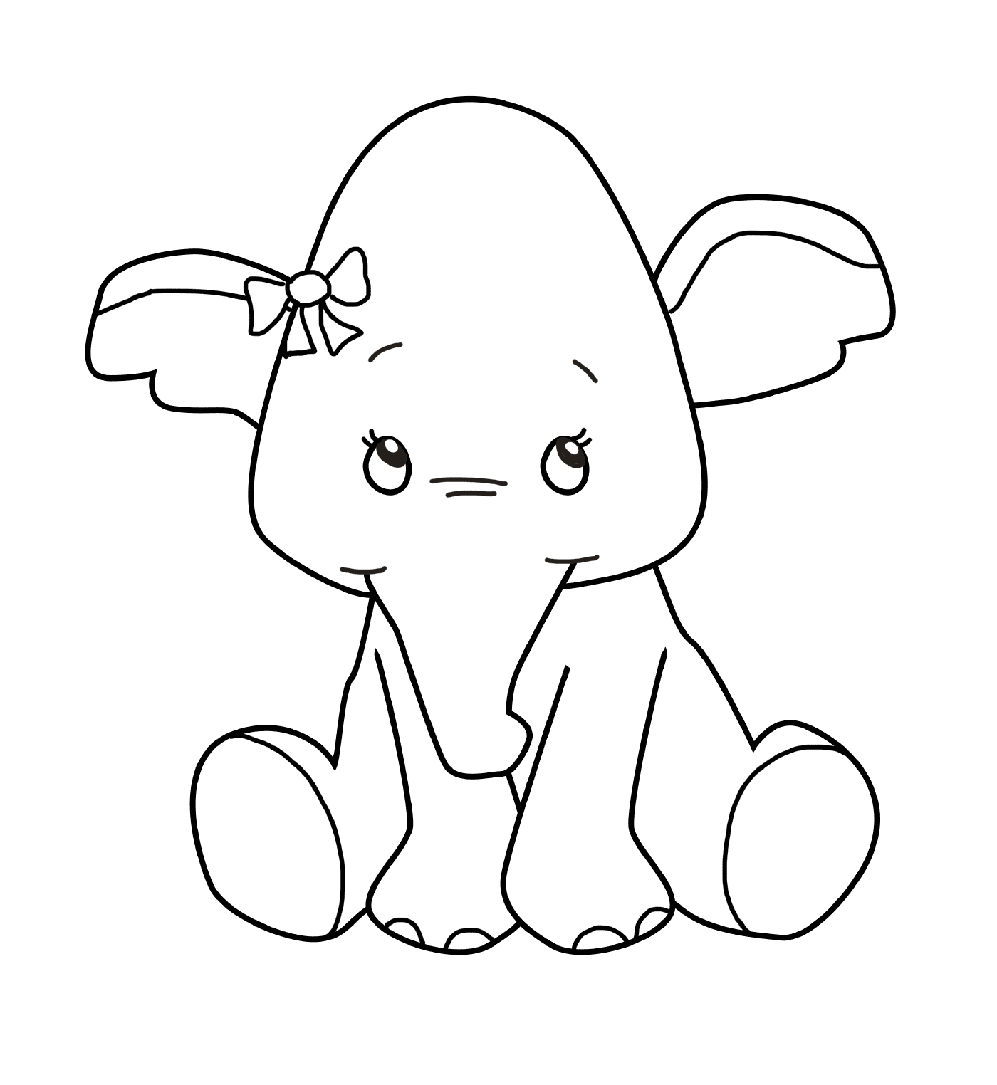   Un bébé éléphant avec un nœud sur la tête 