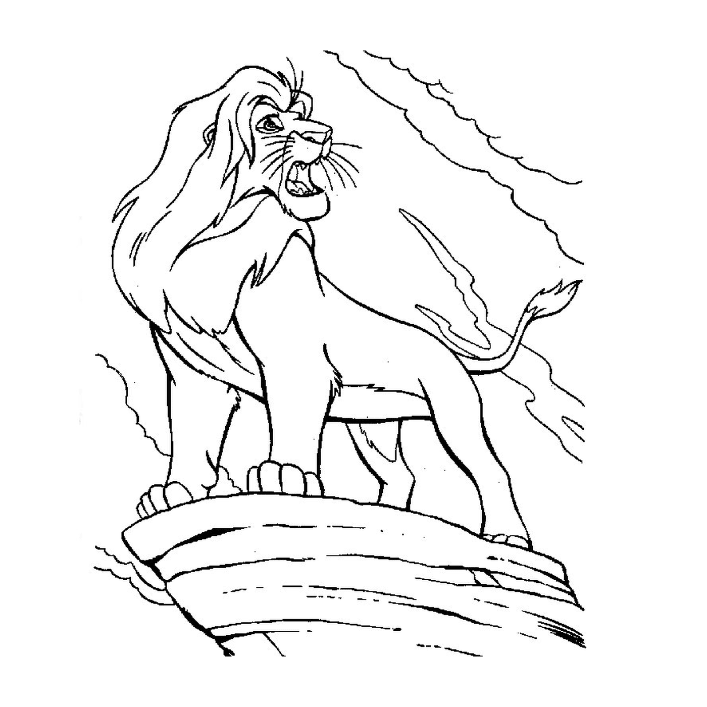   Un lion debout sur le dessus d'un rebord 