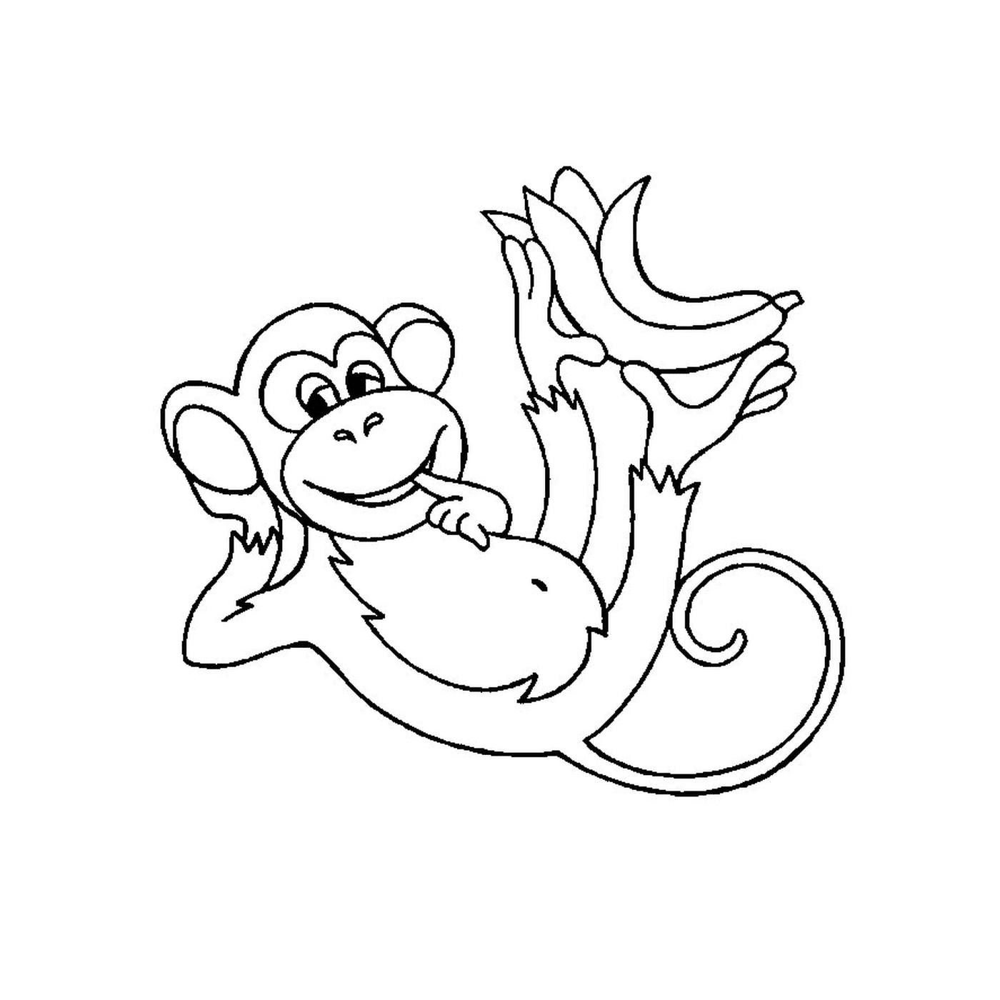   Un singe tenant une banane 