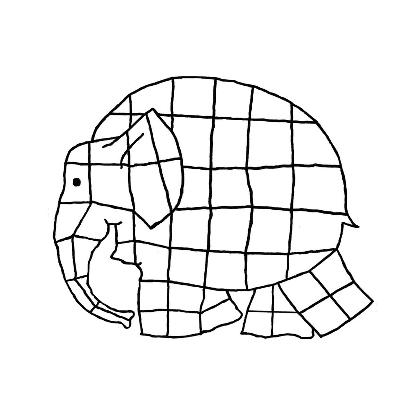   Un éléphant fait de carrés 