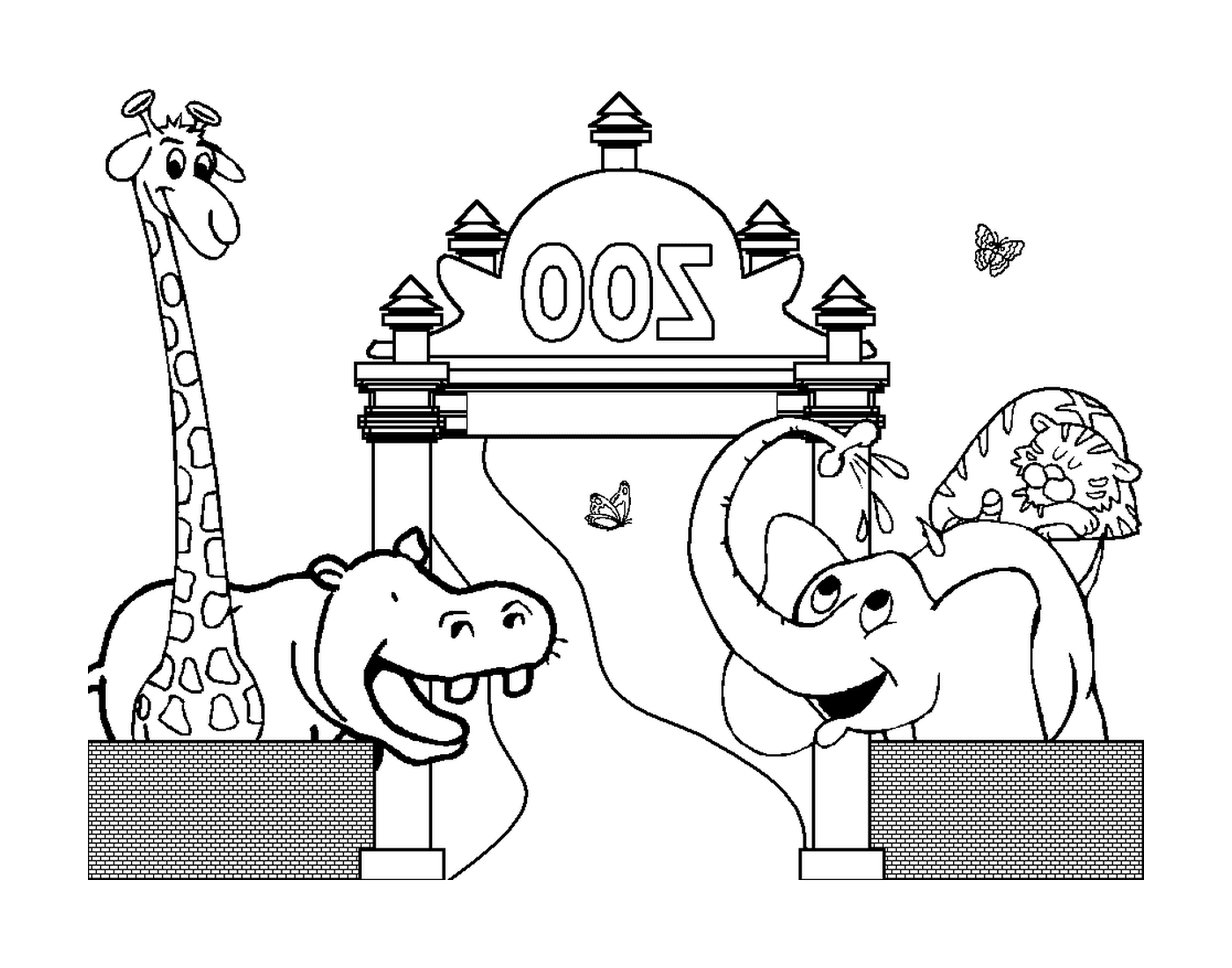   Un éléphant et un hippopotame dans un enclos 