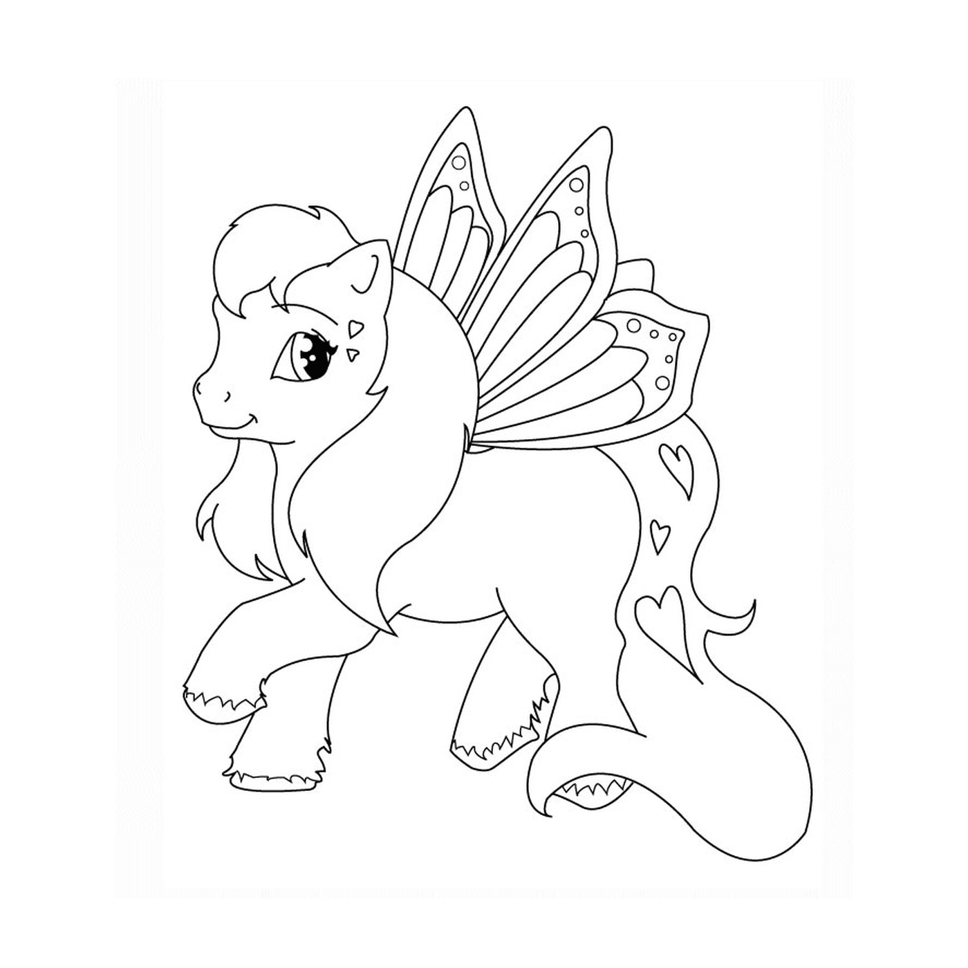   Un poney avec une aile de papillon 