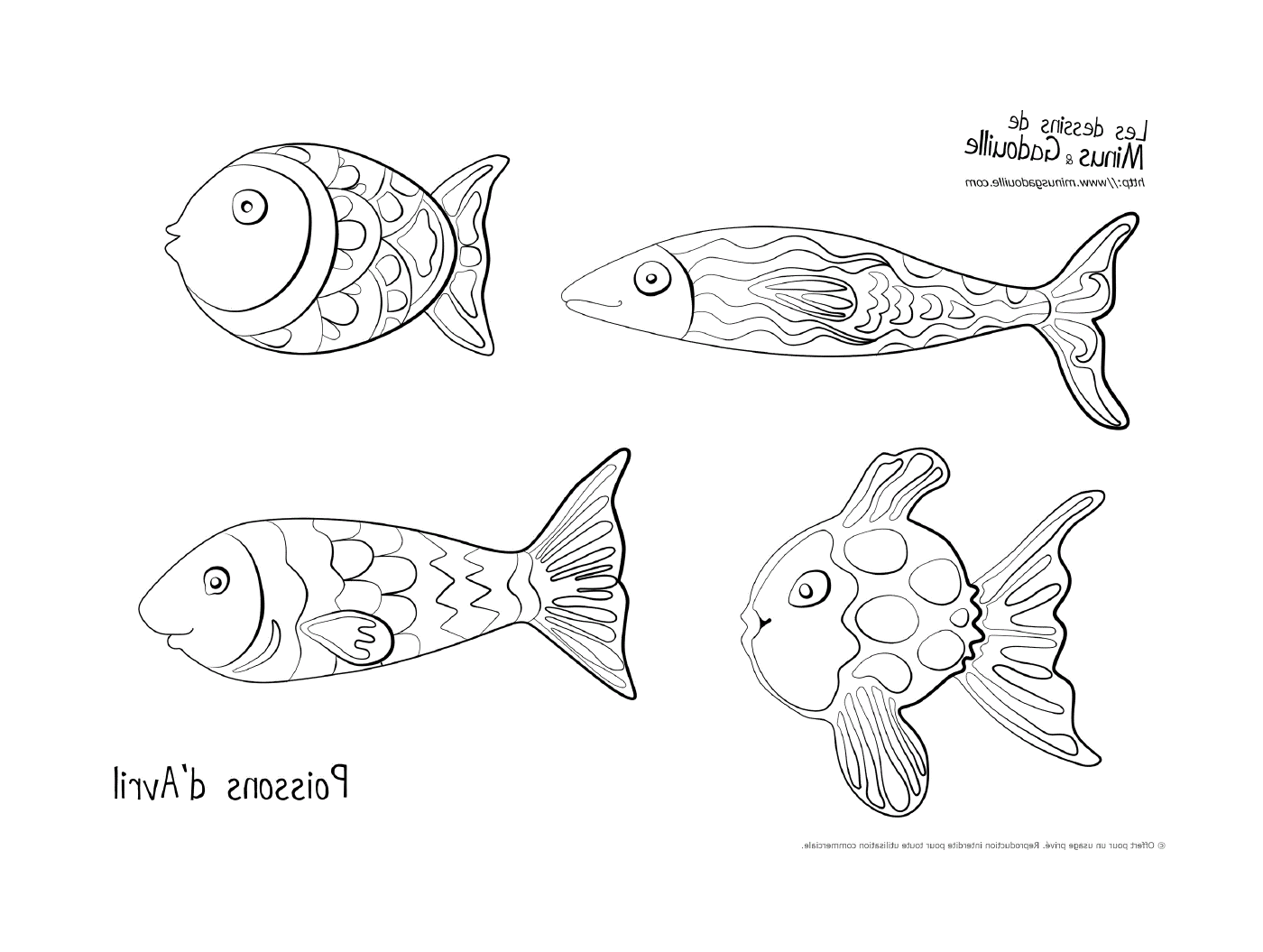   Quatre poissons dessinés 