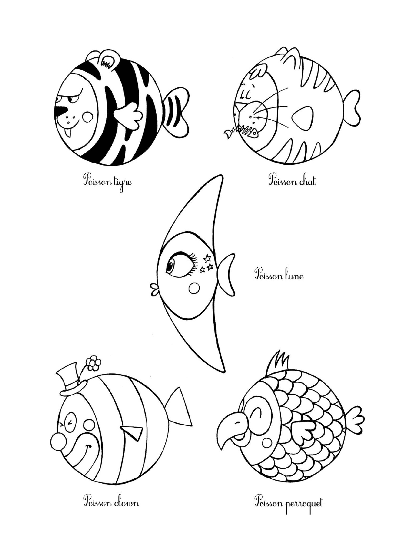   Plusieurs poissons dessinés 