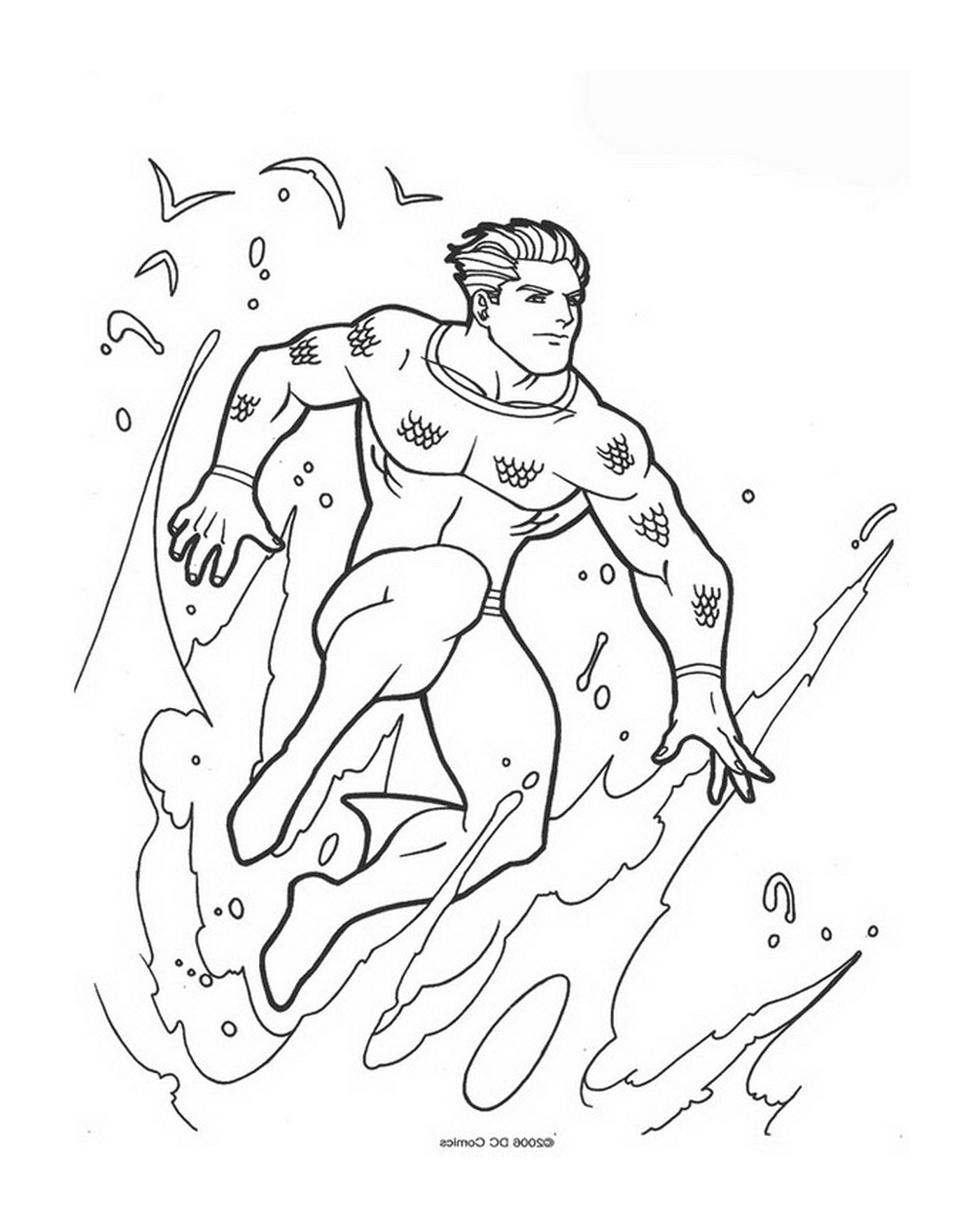   Image d'un homme en combinaison de plongée sortant de la mer 