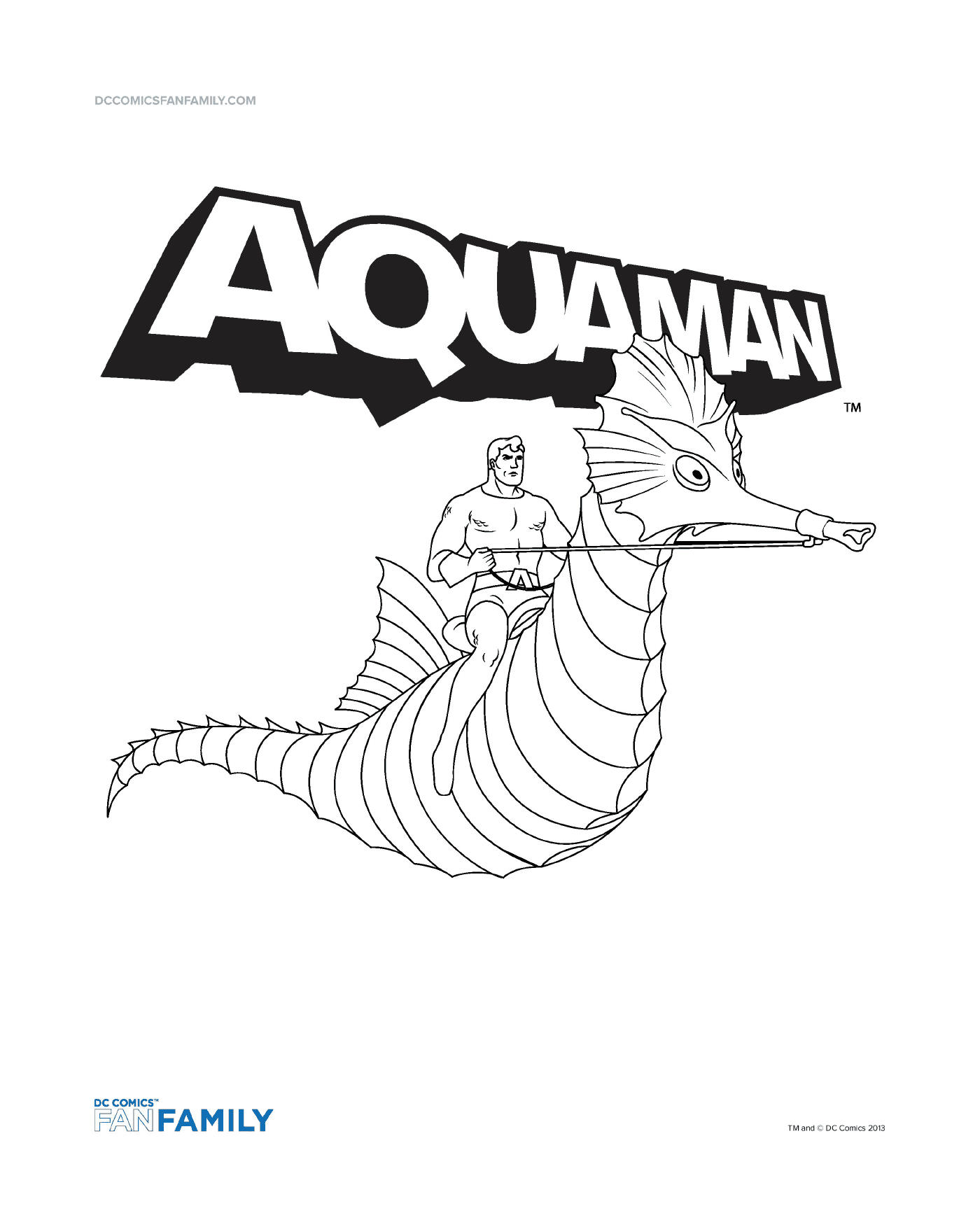   Aquaman chevauchant un hippocampe 