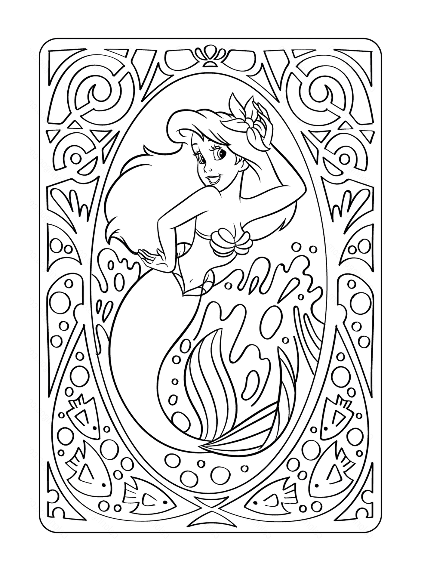   Ariel, la Petite Sirène, coloriage mandala Disney 