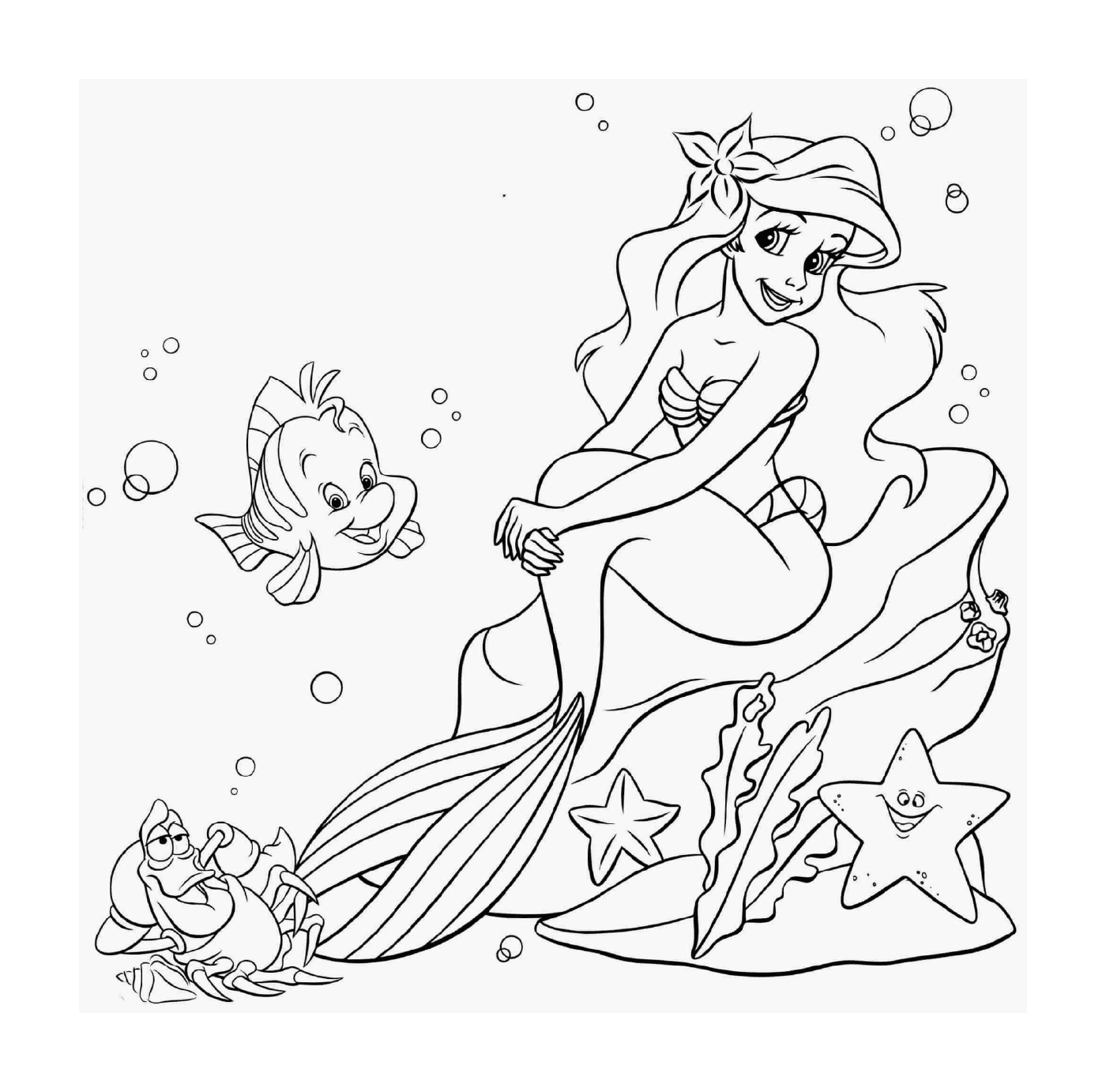   La princesse Ariel vit sous la mer avec son père 