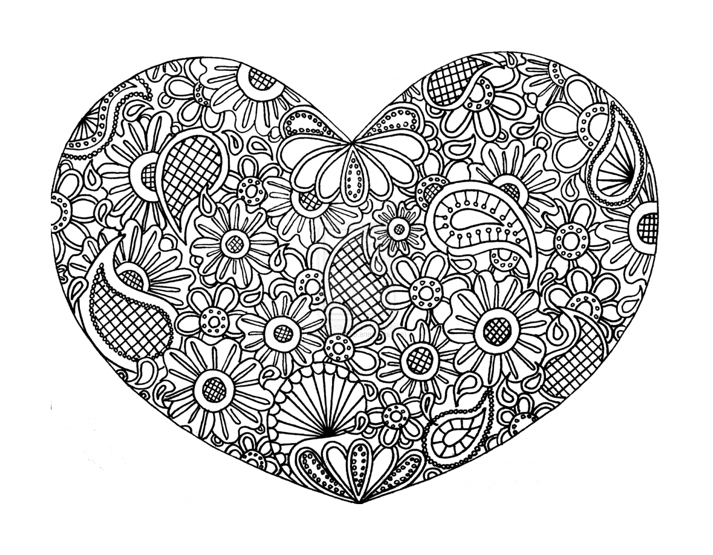   Un cœur floral en noir et blanc 