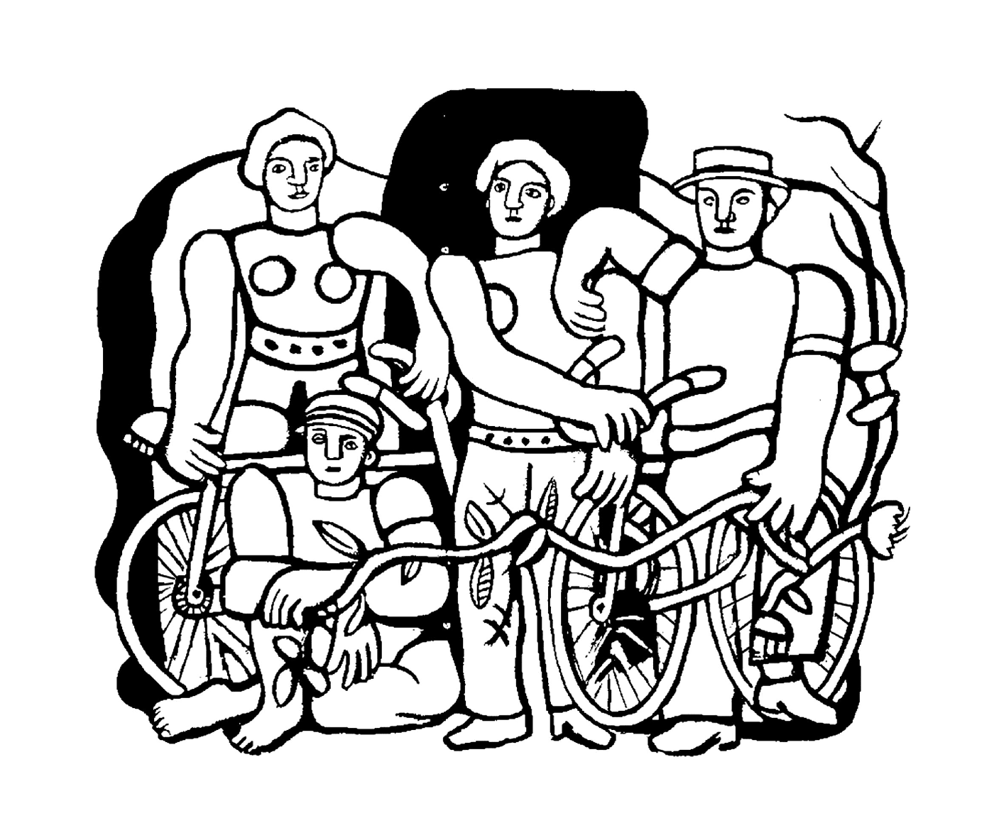   Un groupe de personnes avec des vélos 