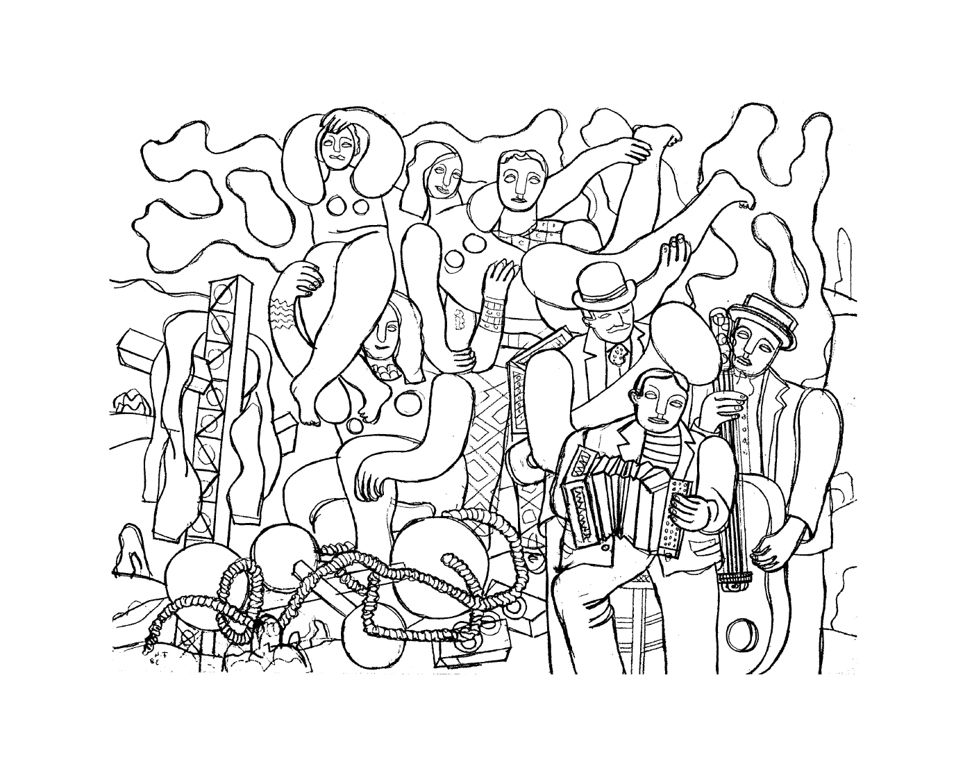   un groupe de personnes selon Fernand Léger en acrobates et musiciens 