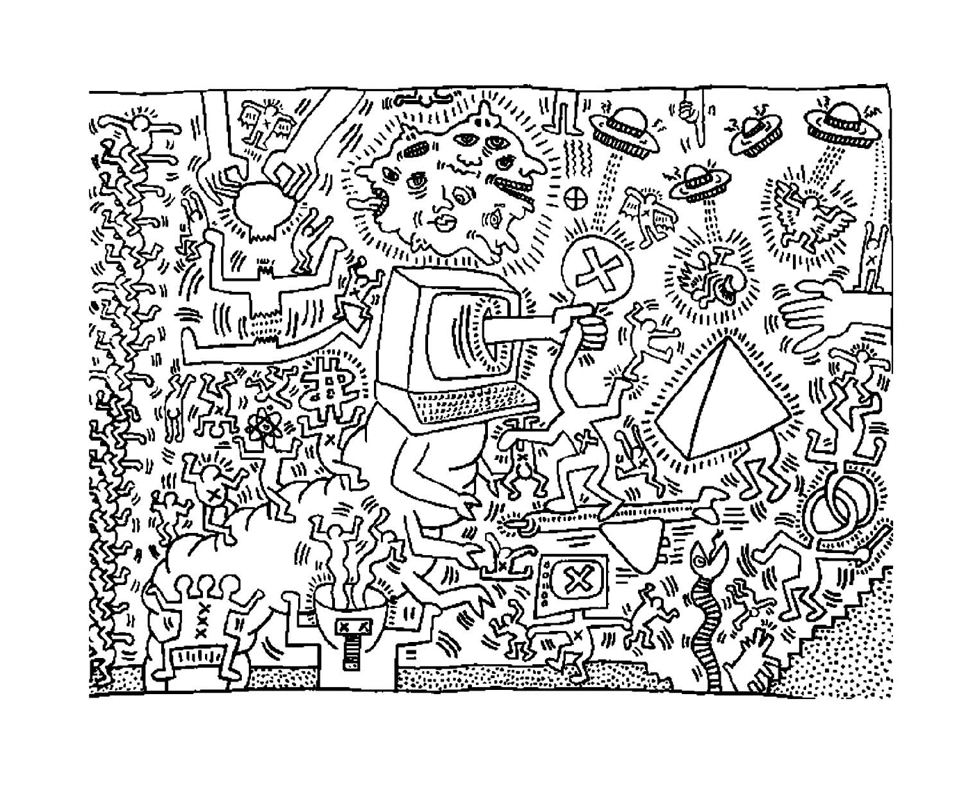   un ordinateur selon Keith Haring 
