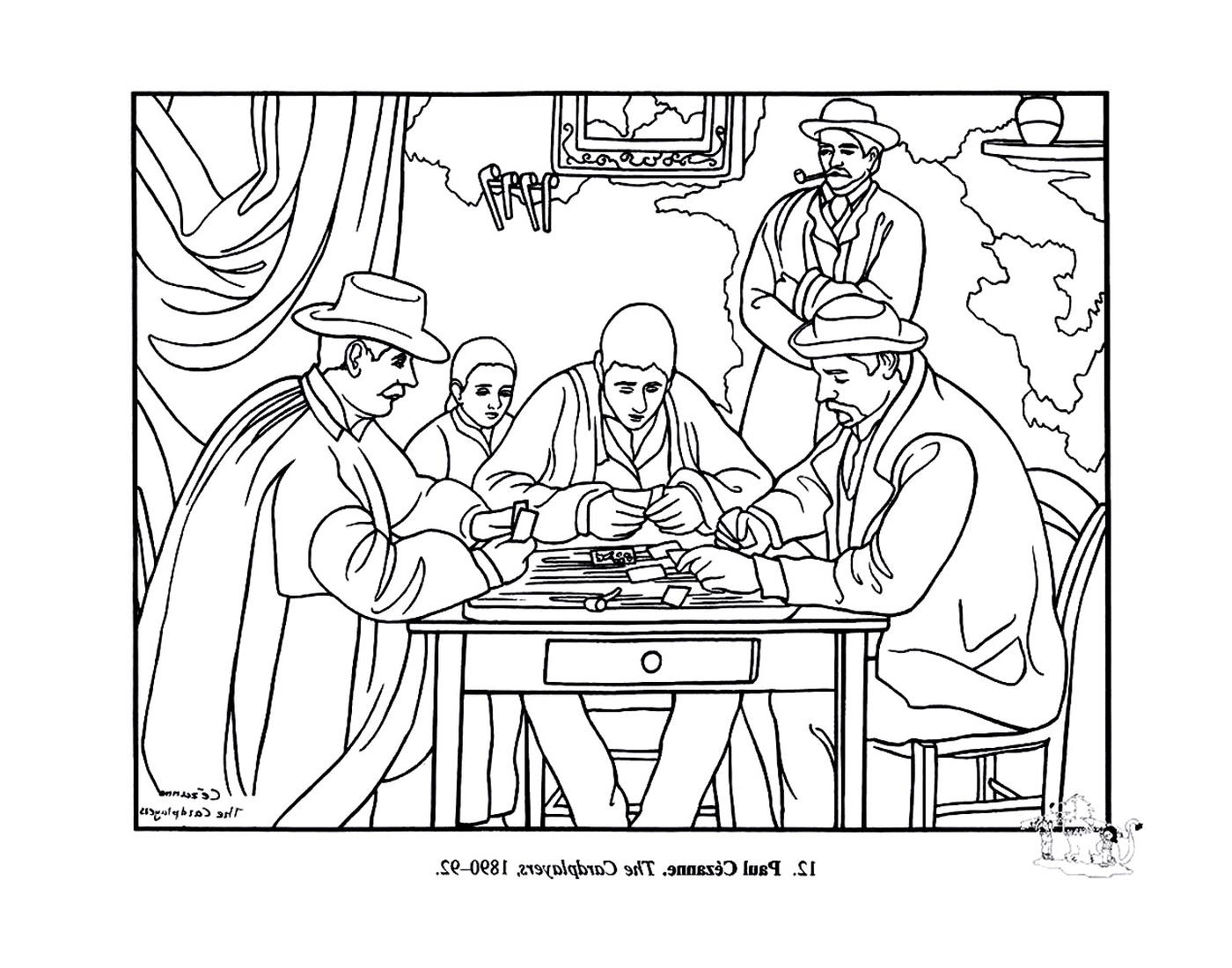  un groupe d'hommes assis autour d'une table selon Cézanne 