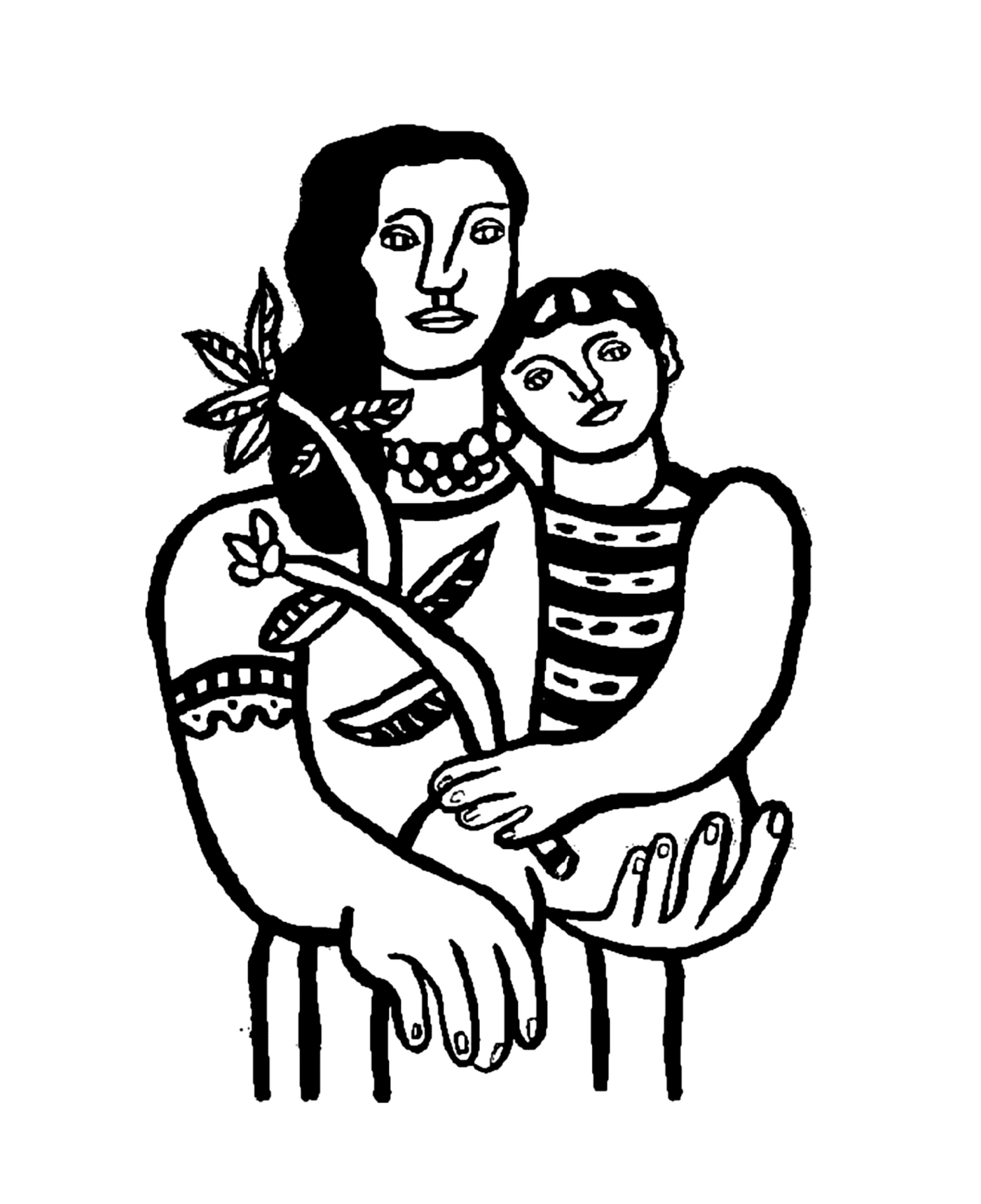   une femme tenant un enfant selon Fernand Léger 