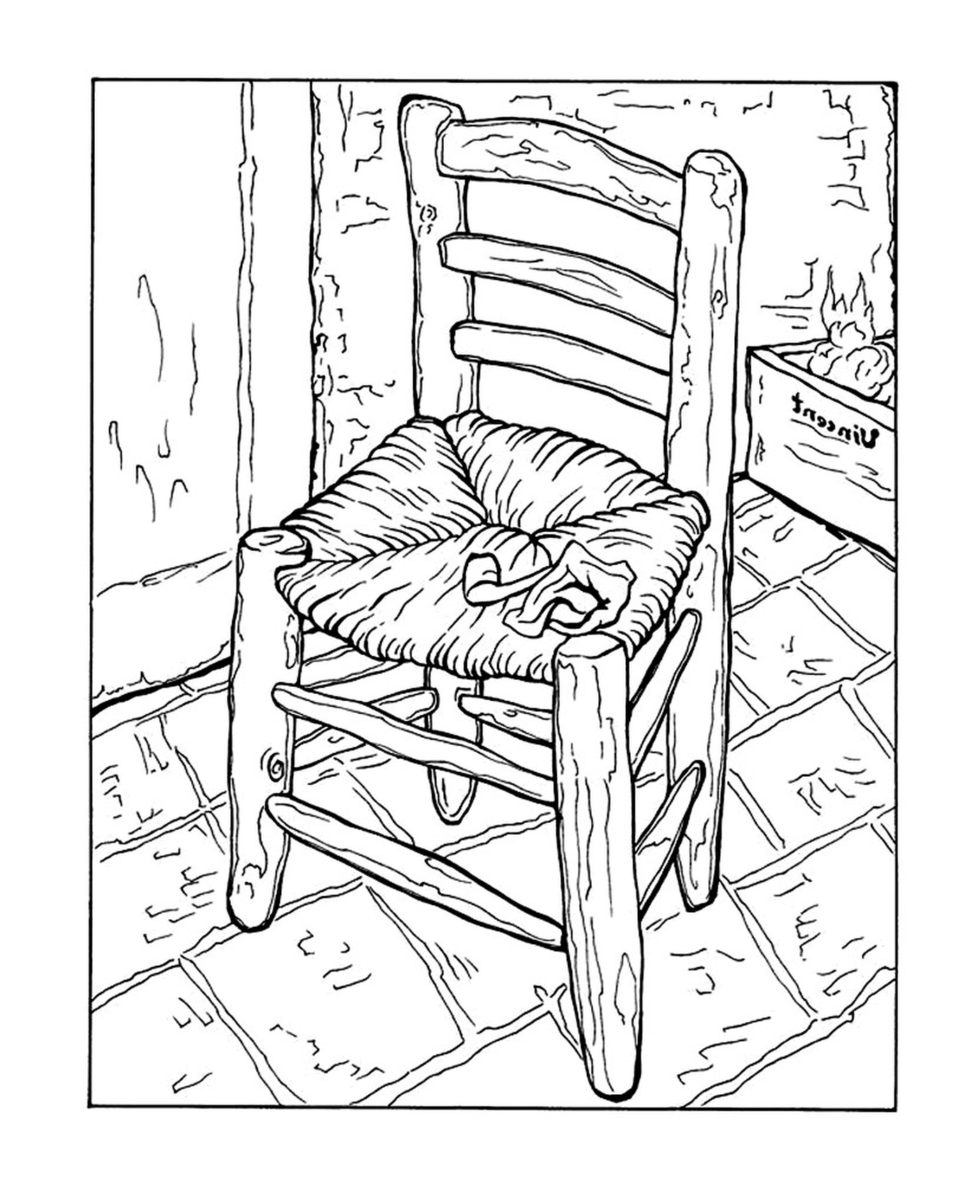   une chaise avec un coussin selon Van Gogh 