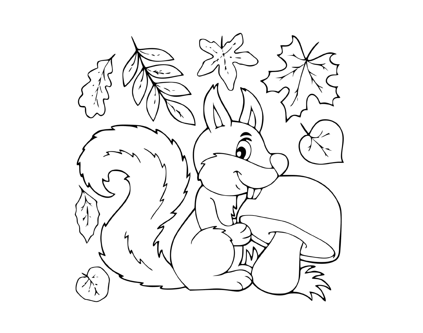   Un écureuil assis sur un champignon 