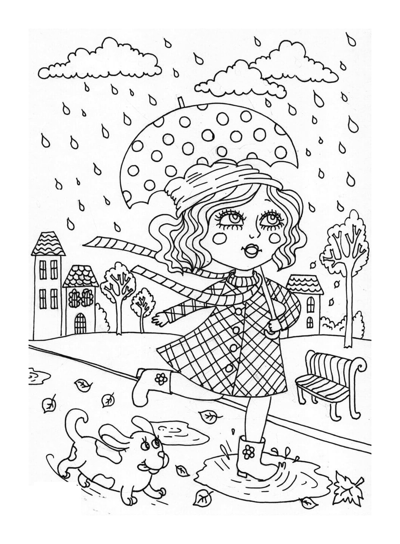   Une fille avec un parapluie 